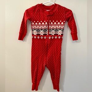 Hanna Andersson Red Nordic Pattern Kids Footie